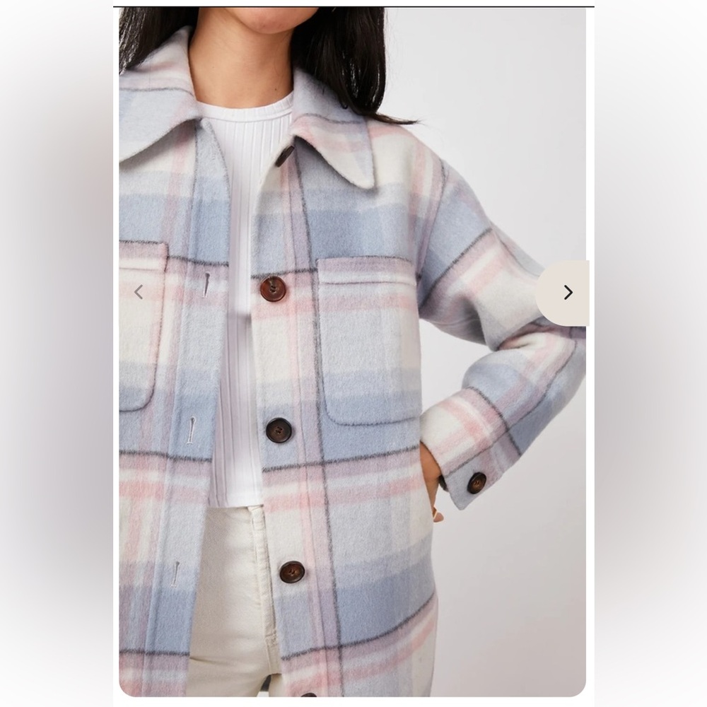 Rails Junean Pastel Plaid Connie Pea Coat in Blue and Pink - Picture 3 of 13